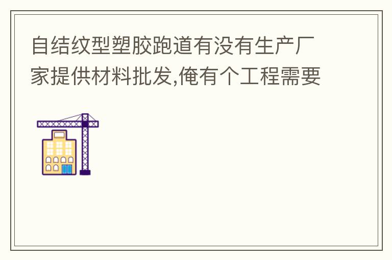 自結紋型塑膠跑道有沒有生產廠家提供材料批發,俺有個工程需要施工方案,施工方法,有沒有施工工藝提供？