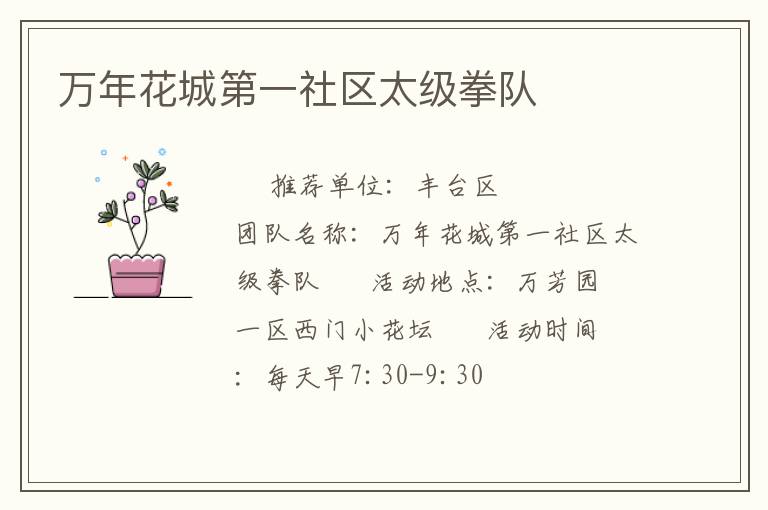萬年花城第一社區太級拳隊
