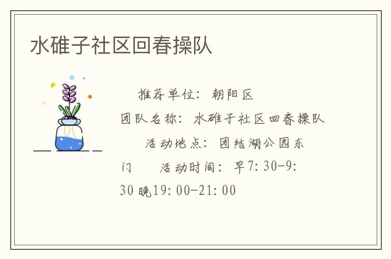 水碓子社區回春操隊