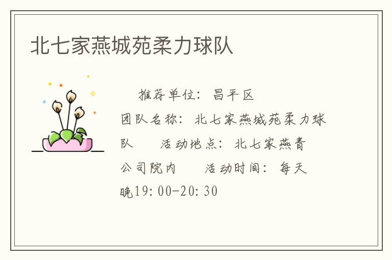 北七家燕城苑柔力球隊