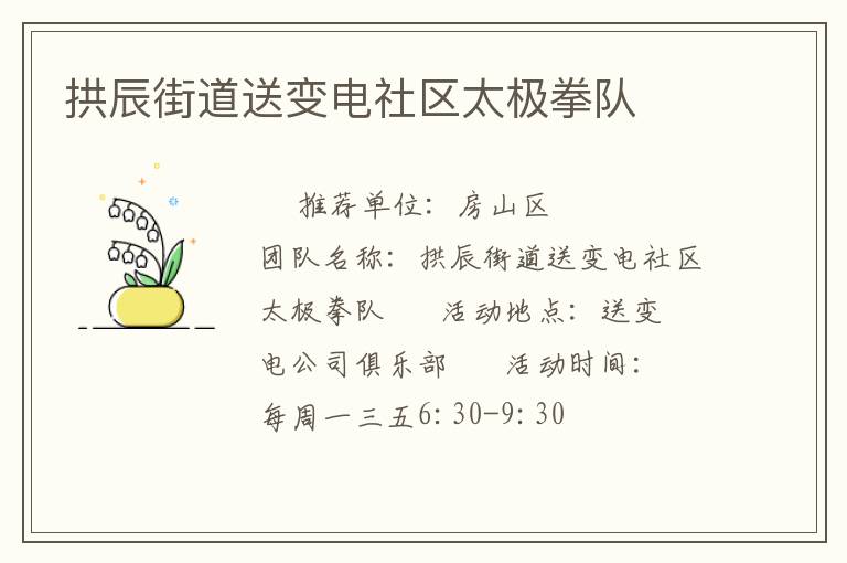 拱辰街道送變電社區太極拳隊