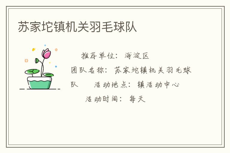 蘇家坨鎮(zhèn)機關羽毛球隊