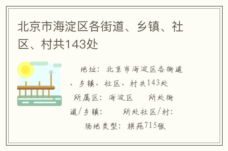 北京市海淀區各街道、鄉鎮、社區、村共143處