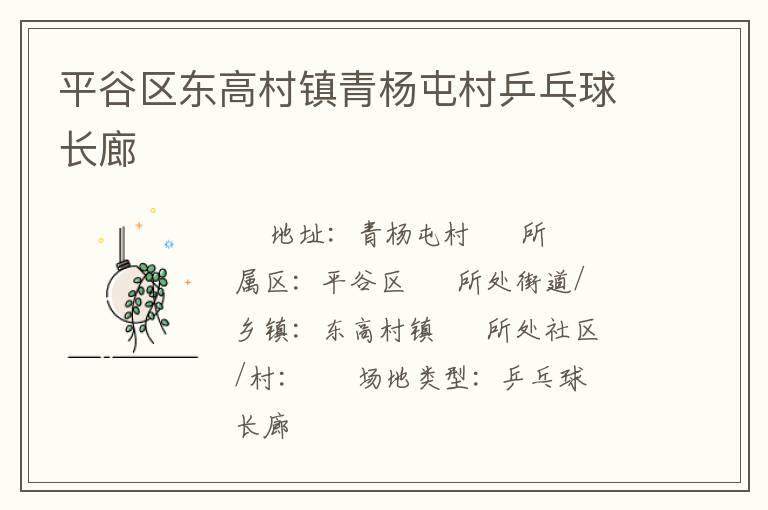 平谷區東高村鎮青楊屯村乒乓球長廊