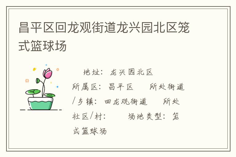昌平區回龍觀街道龍興園北區籠式籃球場
