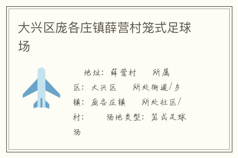 大興區龐各莊鎮薛營村籠式足球場