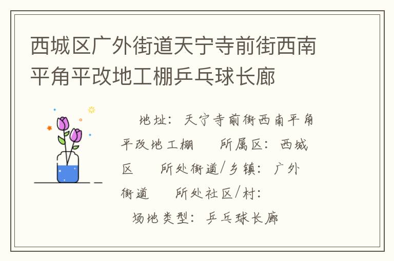 西城區(qū)廣外街道天寧寺前街西南平角平改地工棚乒乓球長廊