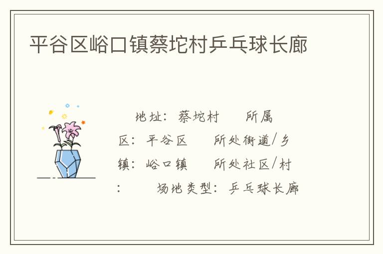 平谷區峪口鎮蔡坨村乒乓球長廊