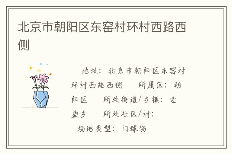 北京市朝陽區東窯村環村西路西側