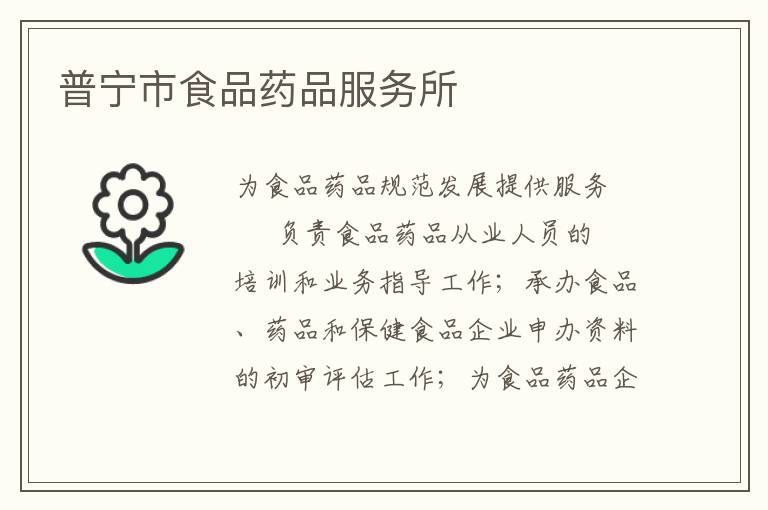 普寧市食品藥品服務所