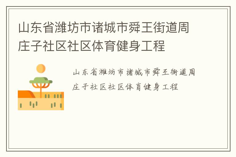 山東省濰坊市諸城市舜王街道周莊子社區社區體育健身工程