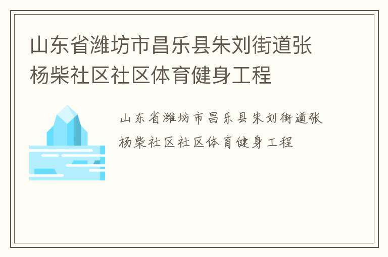 山東省濰坊市昌樂縣朱劉街道張楊柴社區社區體育健身工程