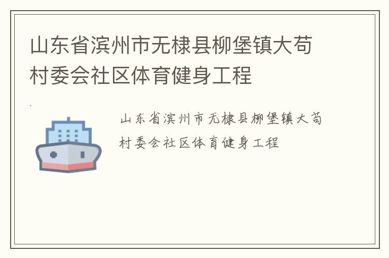 山東省濱州市無棣縣柳堡鎮大茍村委會社區體育健身工程