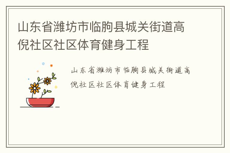山東省濰坊市臨朐縣城關街道高倪社區社區體育健身工程