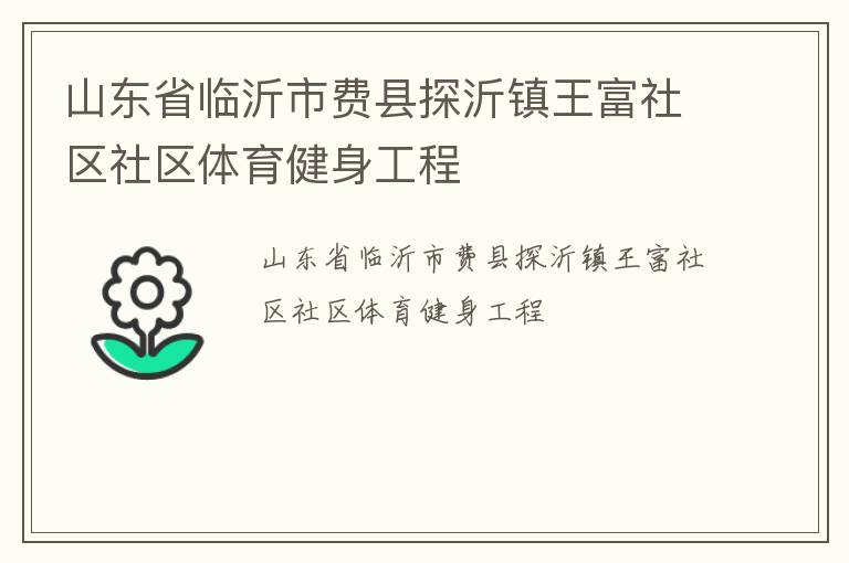 山東省臨沂市費(fèi)縣探沂鎮(zhèn)王富社區(qū)社區(qū)體育健身工程