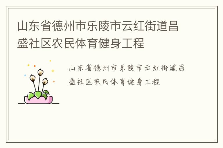 山東省德州市樂陵市云紅街道昌盛社區(qū)農(nóng)民體育健身工程