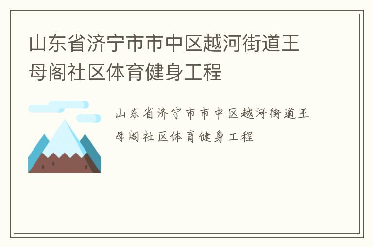 山東省濟寧市市中區越河街道王母閣社區體育健身工程