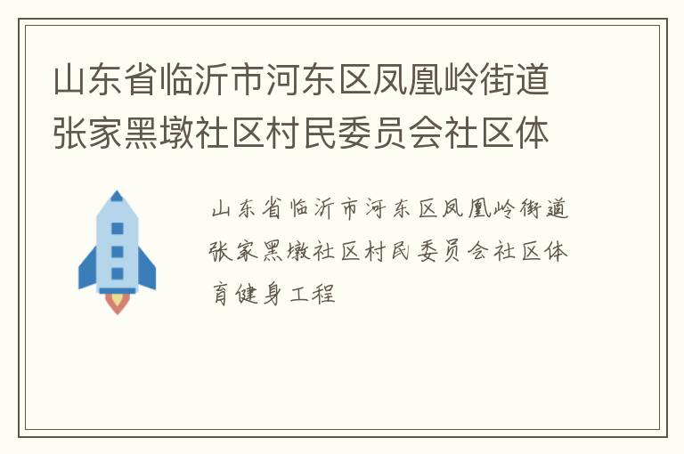 山東省臨沂市河?xùn)|區(qū)鳳凰嶺街道張家黑墩社區(qū)村民委員會社區(qū)體育健身工程