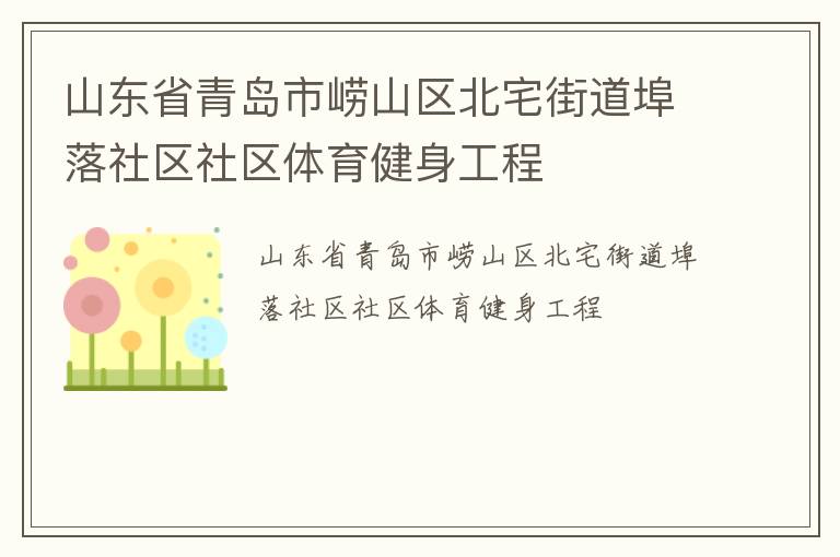 山東省青島市嶗山區北宅街道埠落社區社區體育健身工程