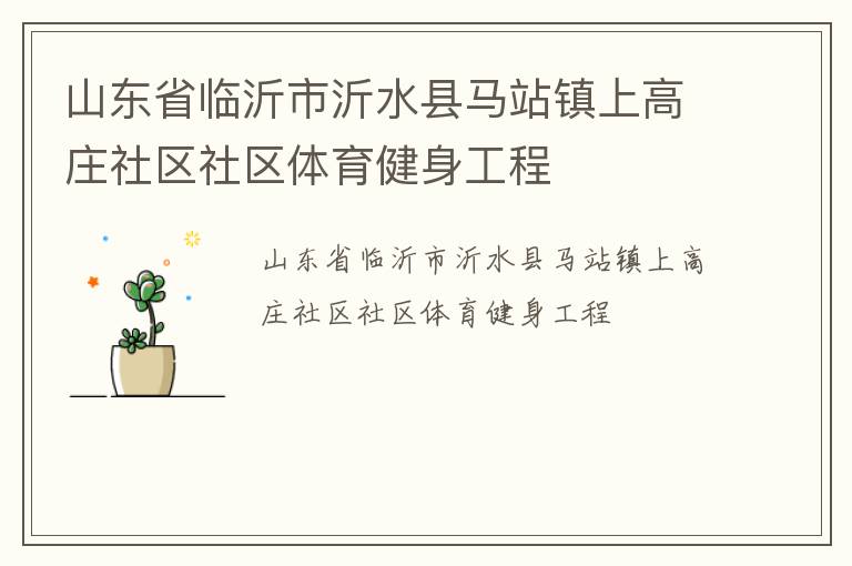 山東省臨沂市沂水縣馬站鎮上高莊社區社區體育健身工程