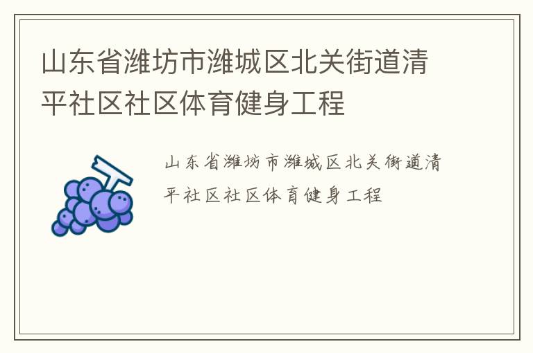 山東省濰坊市濰城區(qū)北關(guān)街道清平社區(qū)社區(qū)體育健身工程
