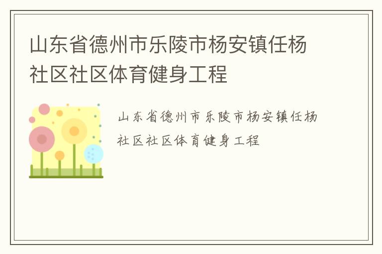 山東省德州市樂陵市楊安鎮任楊社區社區體育健身工程