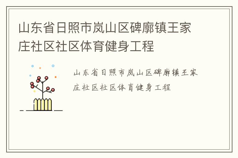 山東省日照市嵐山區碑廓鎮王家莊社區社區體育健身工程