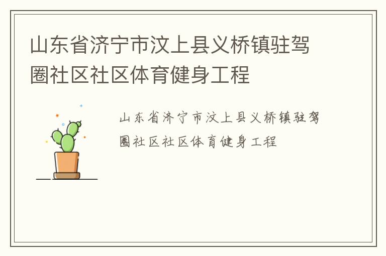 山東省濟寧市汶上縣義橋鎮駐駕圈社區社區體育健身工程
