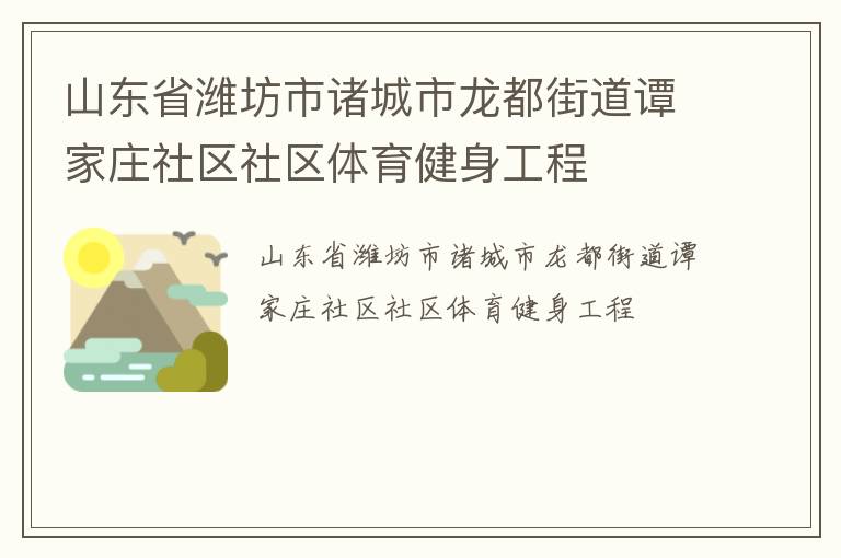 山東省濰坊市諸城市龍都街道譚家莊社區社區體育健身工程