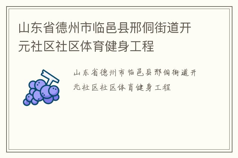 山東省德州市臨邑縣邢侗街道開元社區社區體育健身工程