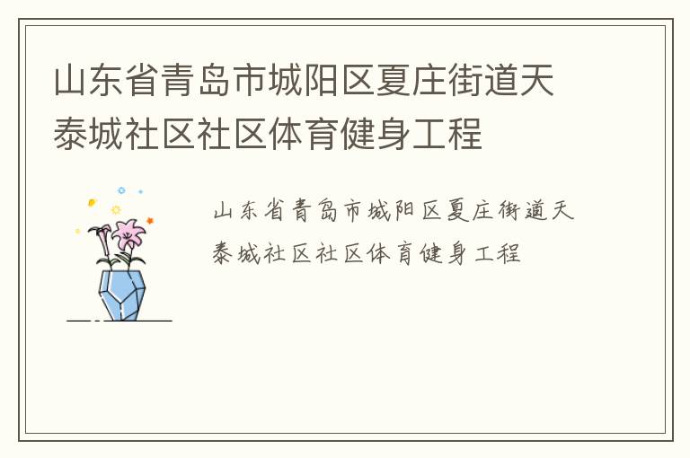 山東省青島市城陽區夏莊街道天泰城社區社區體育健身工程