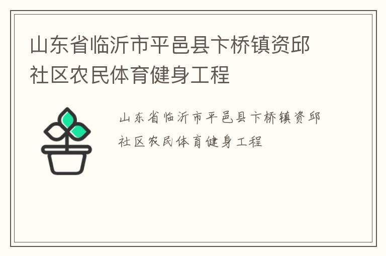 山東省臨沂市平邑縣卞橋鎮資邱社區農民體育健身工程
