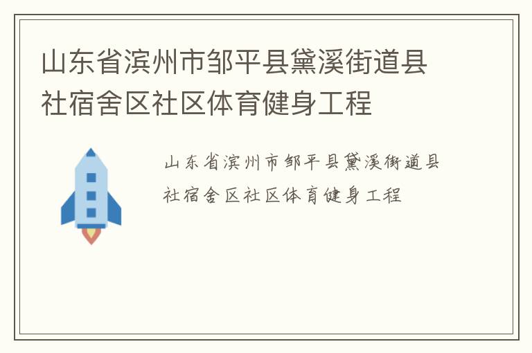 山東省濱州市鄒平縣黛溪街道縣社宿舍區社區體育健身工程