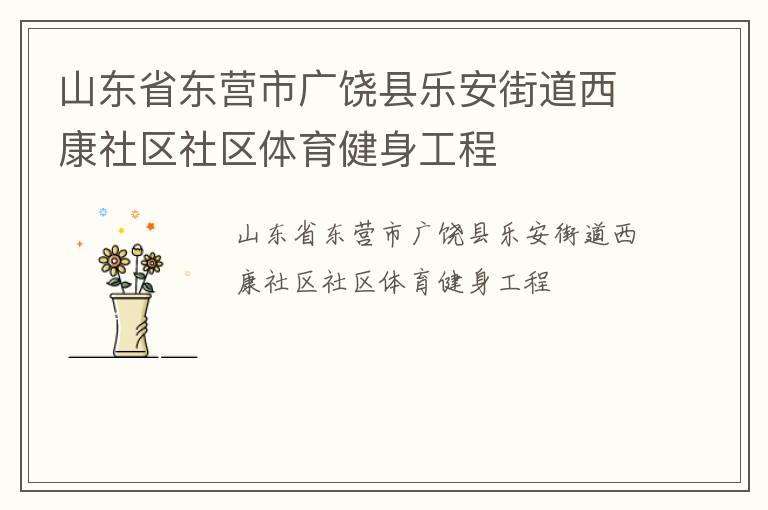 山東省東營市廣饒縣樂安街道西康社區社區體育健身工程