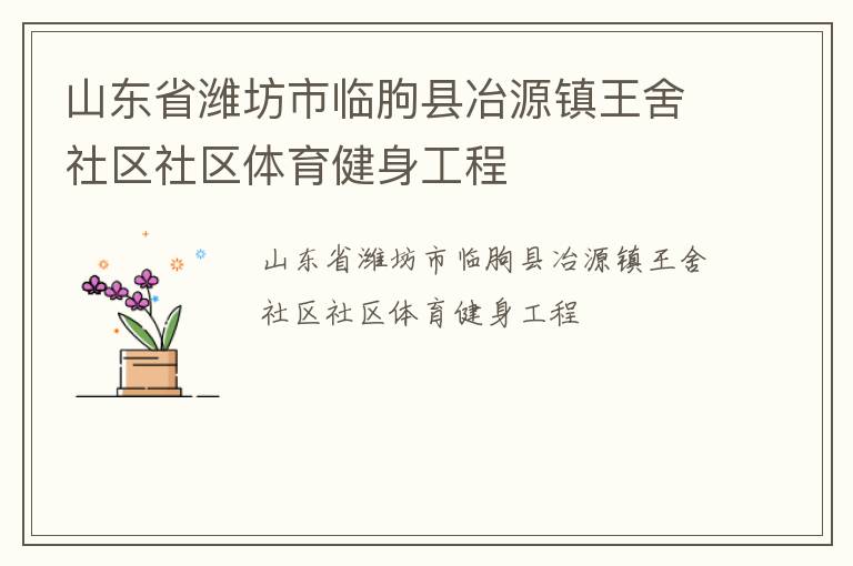 山東省濰坊市臨朐縣冶源鎮王舍社區社區體育健身工程