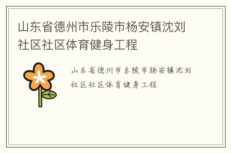 山東省德州市樂陵市楊安鎮(zhèn)沈劉社區(qū)社區(qū)體育健身工程
