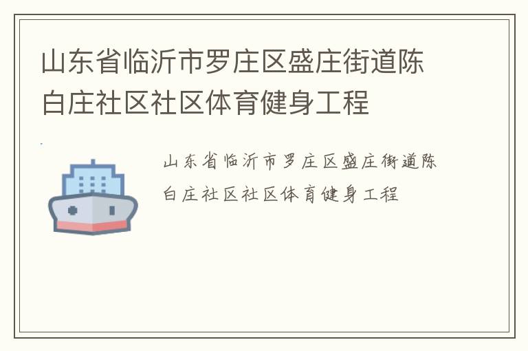 山東省臨沂市羅莊區盛莊街道陳白莊社區社區體育健身工程