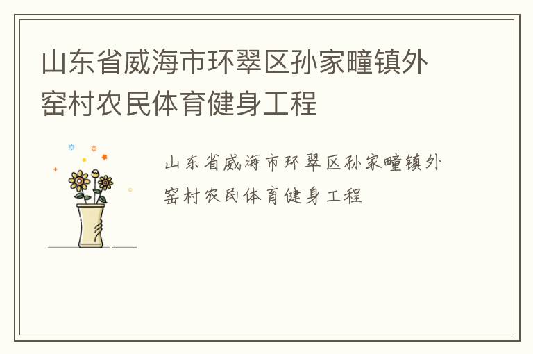 山東省威海市環(huán)翠區(qū)孫家疃鎮(zhèn)外窯村農民體育健身工程