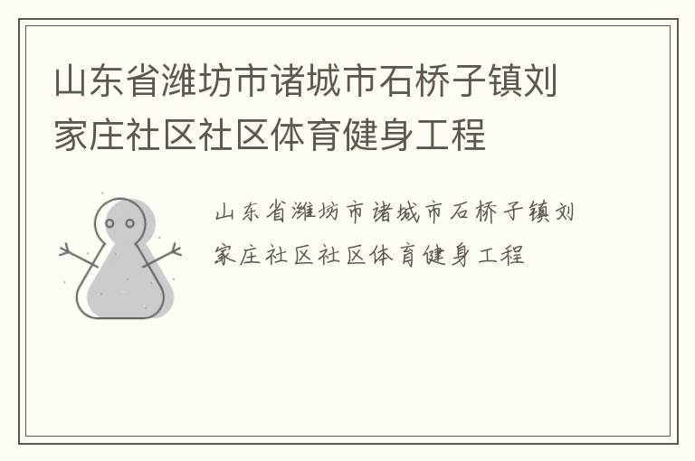 山東省濰坊市諸城市石橋子鎮劉家莊社區社區體育健身工程