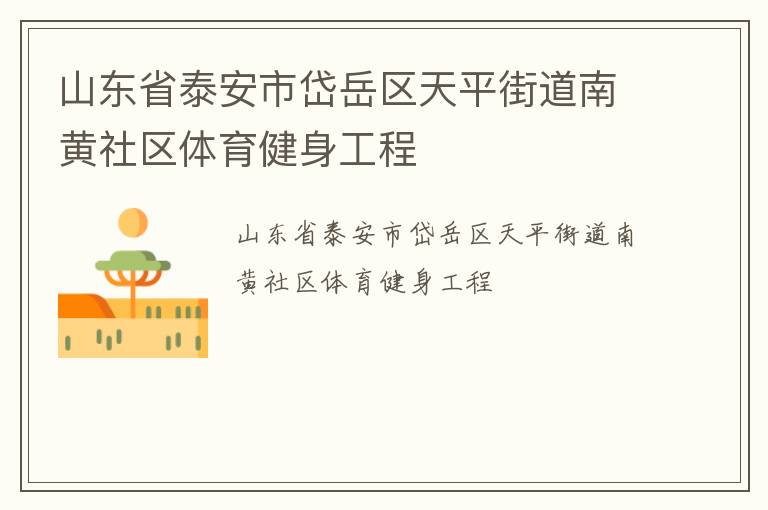 山東省泰安市岱岳區天平街道南黃社區體育健身工程