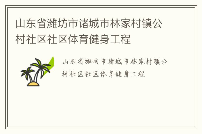 山東省濰坊市諸城市林家村鎮公村社區社區體育健身工程