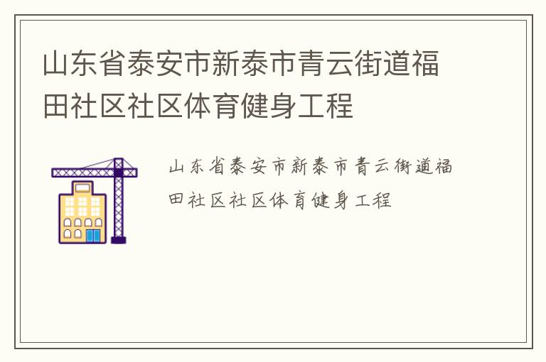 山東省泰安市新泰市青云街道福田社區社區體育健身工程