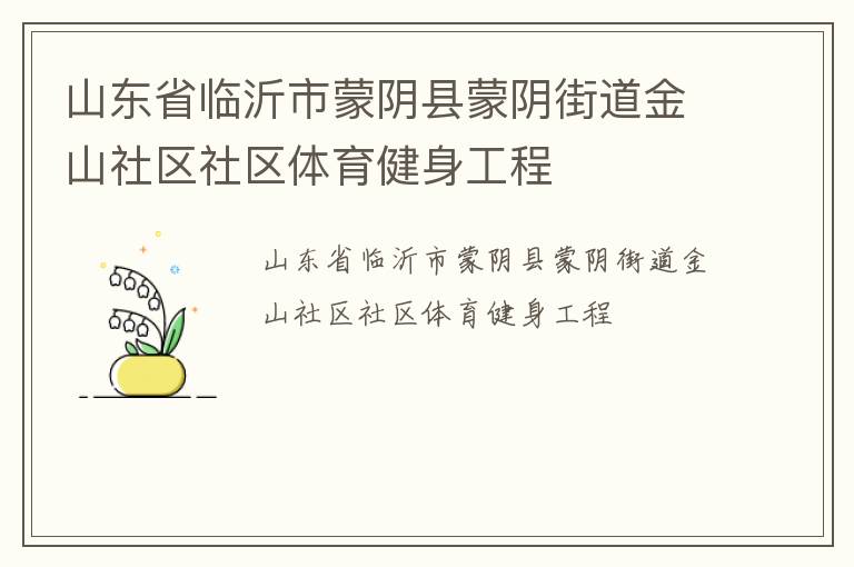 山東省臨沂市蒙陰縣蒙陰街道金山社區社區體育健身工程