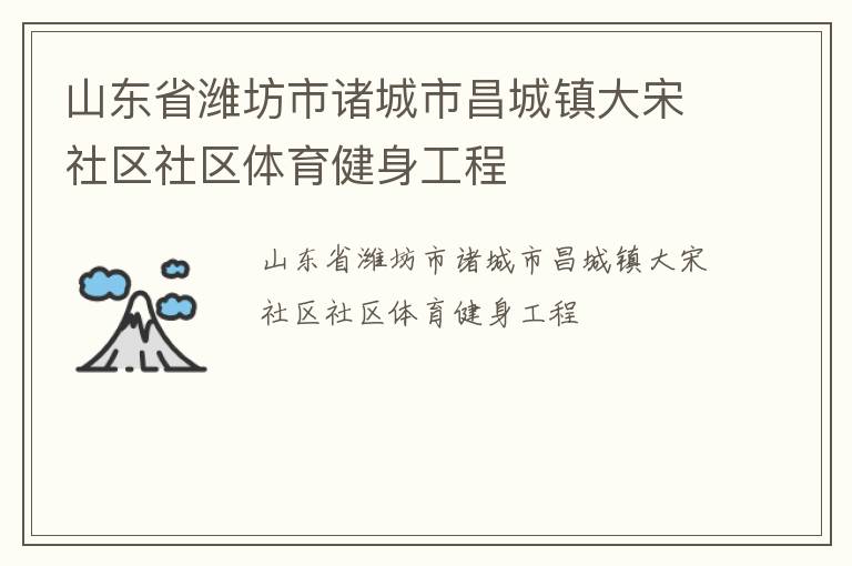 山東省濰坊市諸城市昌城鎮大宋社區社區體育健身工程