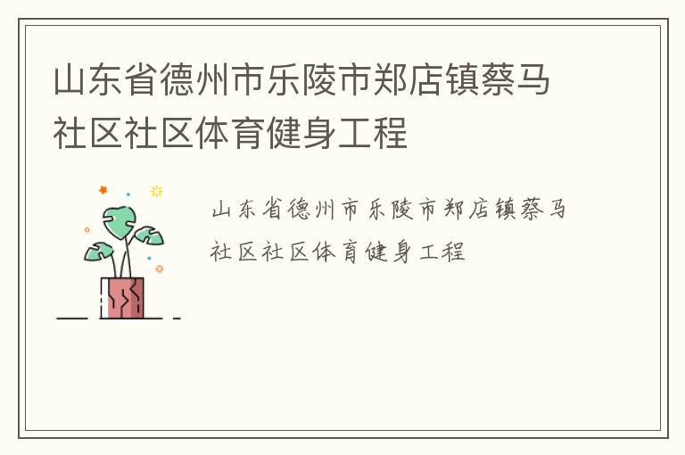 山東省德州市樂陵市鄭店鎮(zhèn)蔡馬社區(qū)社區(qū)體育健身工程