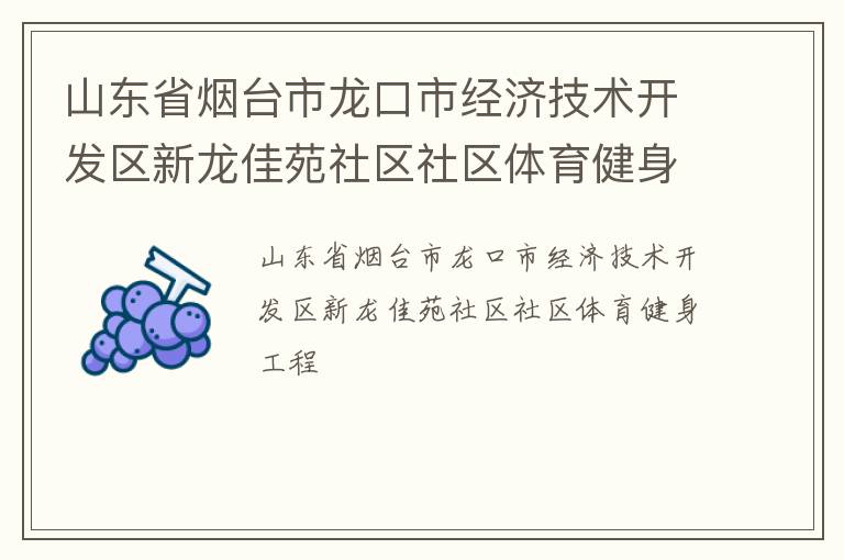 山東省煙臺市龍口市經(jīng)濟(jì)技術(shù)開發(fā)區(qū)新龍佳苑社區(qū)社區(qū)體育健身工程