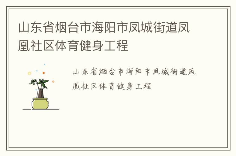 山東省煙臺市海陽市鳳城街道鳳凰社區體育健身工程