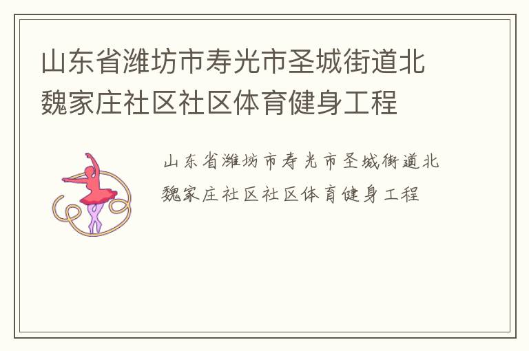 山東省濰坊市壽光市圣城街道北魏家莊社區社區體育健身工程