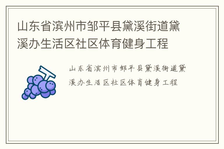 山東省濱州市鄒平縣黛溪街道黛溪辦生活區(qū)社區(qū)體育健身工程