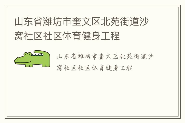 山東省濰坊市奎文區北苑街道沙窩社區社區體育健身工程